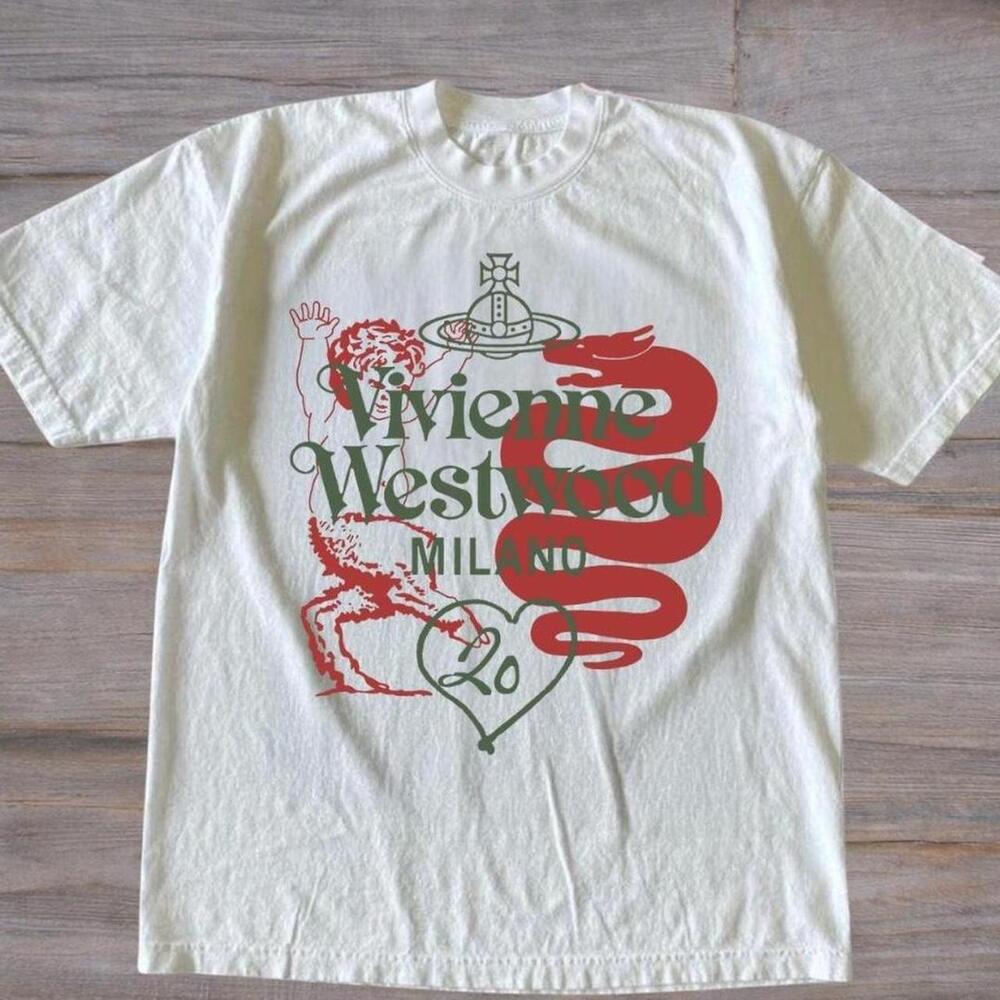 Gildan Men White T-Shirt, Vivienne Westwood White Graphic Tee